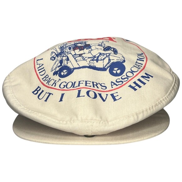 Vtg Golf Novelty Newsboy Hat Small Dad Laid Back Golfers Association Club Course - Picture 4 of 16